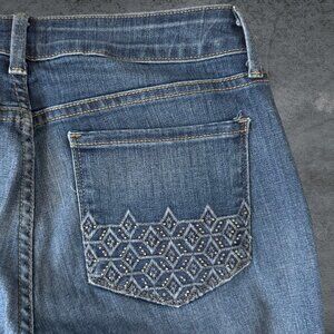 NYDJ Sheri Slim Straight Leg Jeans Stretch Embellished Studded Pockets Size 6